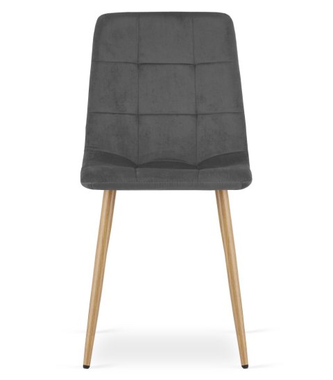 Krzesło KARA - ciemny szary aksamit / nogi kolor drewna x 4