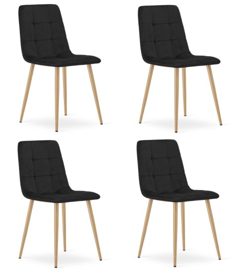 Krzesło KARA - czarny aksamit / nogi kolor drewna x 4