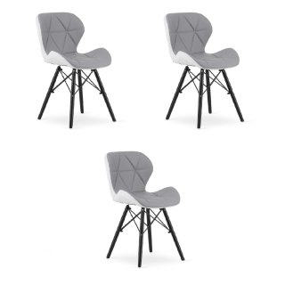 Krzesło LAGO ekoskóra - szaro-białe / nogi czarne x 3