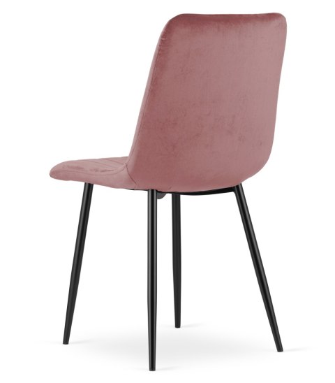 Krzesło LAVA - różowy aksamit / nogi czarne x 3