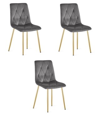 Krzesło LIBRA - ciemny szary aksamit / nogi kolor złoty x 3
