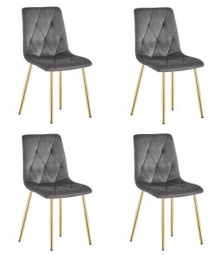 Krzesło LIBRA - ciemny szary aksamit / nogi kolor złoty x 4