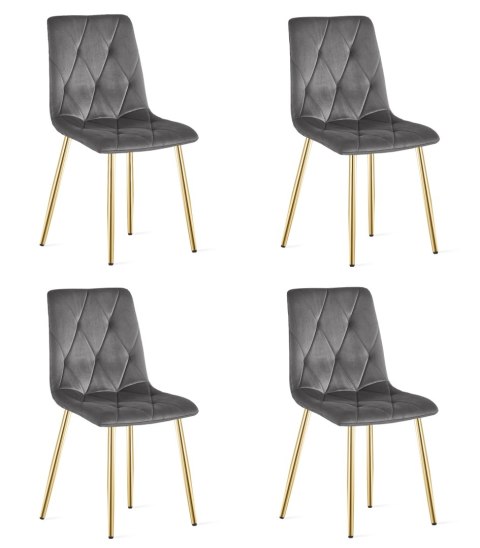 Krzesło LIBRA - ciemny szary aksamit / nogi kolor złoty x 4
