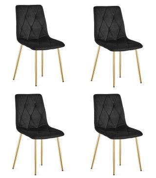 Krzesło LIBRA - czarny aksamit / nogi kolor złoty x 4