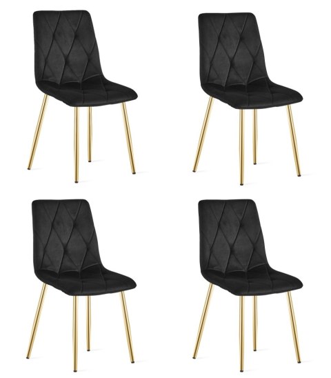 Krzesło LIBRA - czarny aksamit / nogi kolor złoty x 4