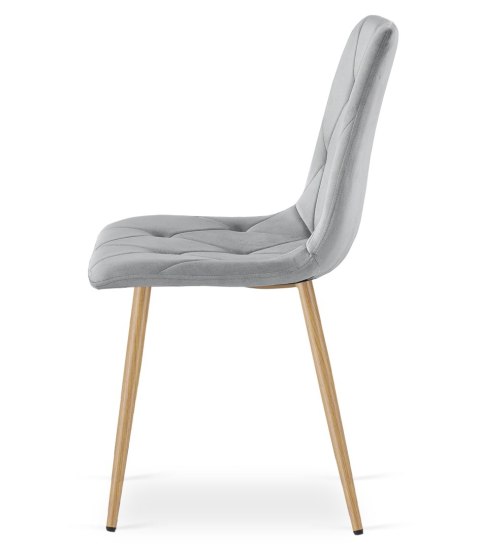 Krzesło LIBRA - jasny szary aksamit / nogi kolor drewna x 3