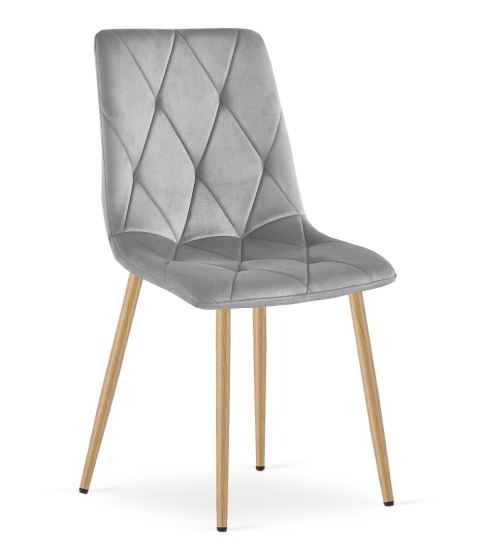 Krzesło LIBRA - jasny szary aksamit / nogi kolor drewna x 4