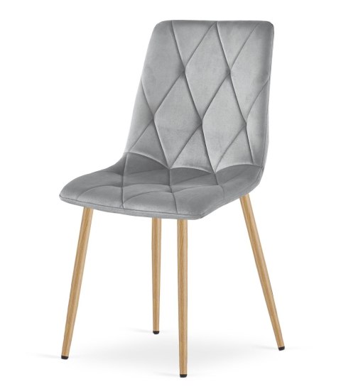 Krzesło LIBRA - jasny szary aksamit / nogi kolor drewna x 4