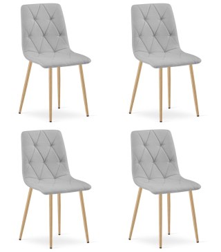 Krzesło LIBRA - jasny szary materiał / nogi kolor drewna x 4