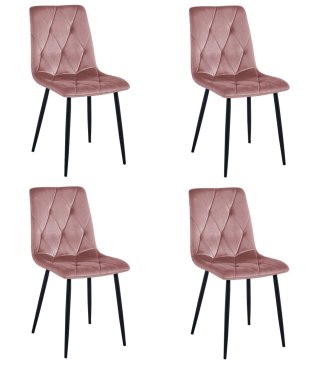 Krzesło LIBRA - róż aksamit / nogi czarne x 4