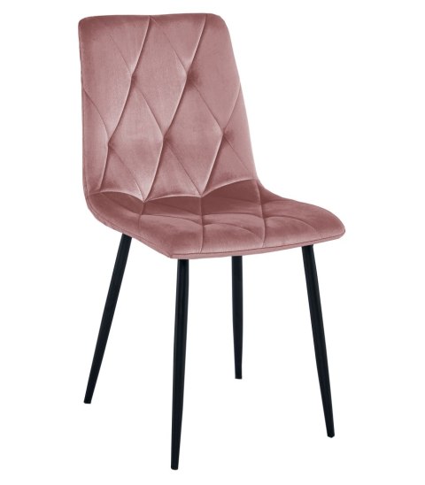 Krzesło LIBRA - róż aksamit / nogi czarne x 4