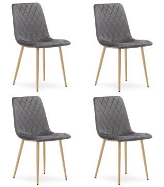 Krzesło TURIN - ciemny szary aksamit / nogi kolor drewna x 4
