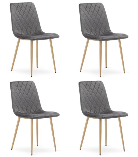 Krzesło TURIN - ciemny szary aksamit / nogi kolor drewna x 4