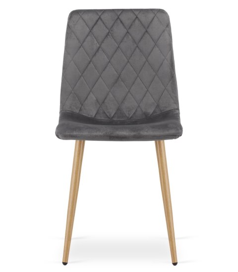 Krzesło TURIN - ciemny szary aksamit / nogi kolor drewna x 4