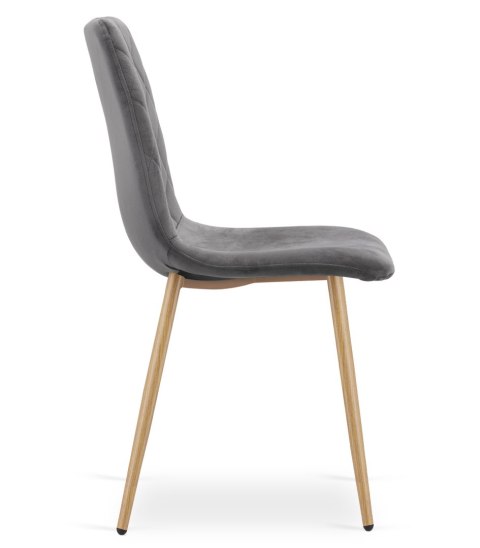 Krzesło TURIN - ciemny szary aksamit / nogi kolor drewna x 4