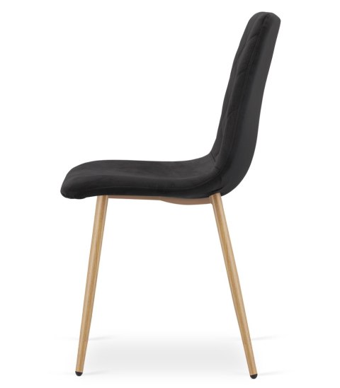 Krzesło TURIN - czarny aksamit / nogi kolor drewna x 2