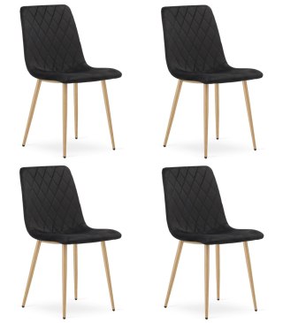 Krzesło TURIN - czarny aksamit / nogi kolor drewna x 4