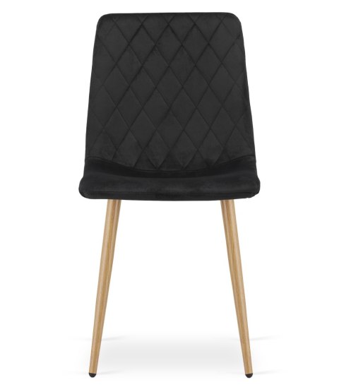 Krzesło TURIN - czarny aksamit / nogi kolor drewna x 4