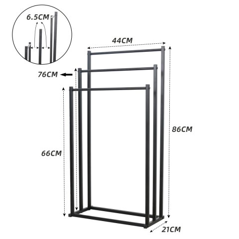 Stojak na ręczniki 3 szczeble - czarny - M x 8