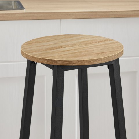 Taboret barowy - dąb sonoma / nogi czarne