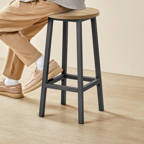 Taboret barowy - dąb sonoma / nogi czarne