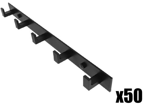 Wieszak ścienny na ręczniki 5 haków - czarny x 50