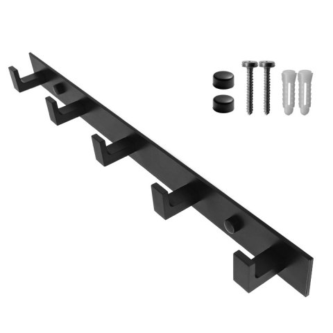 Wieszak ścienny na ręczniki 5 haków - czarny x 50