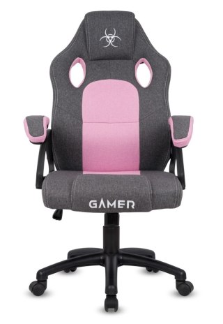 Fotel obrotowy do biurka CARRERA M STONE GREY + PINK FABRIC II GATUNEK