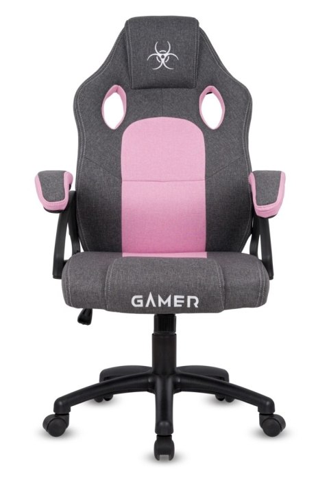 Fotel obrotowy do biurka CARRERA M STONE GREY + PINK FABRIC II GATUNEK