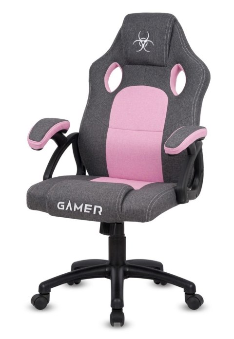 Fotel obrotowy do biurka CARRERA M STONE GREY + PINK FABRIC