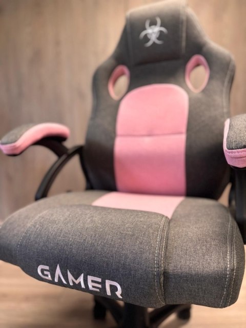 Fotel obrotowy do biurka CARRERA M STONE GREY + PINK FABRIC