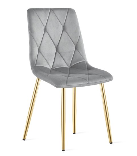 Krzesło LIBRA - aksamit szary jasny / nogi złote x 4