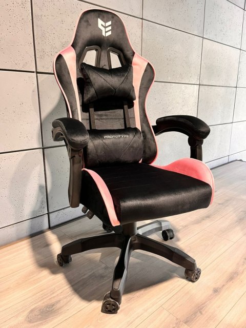 Fotel obrotowy gamingowy ENZO XL BLACK PINK ALCANTARA