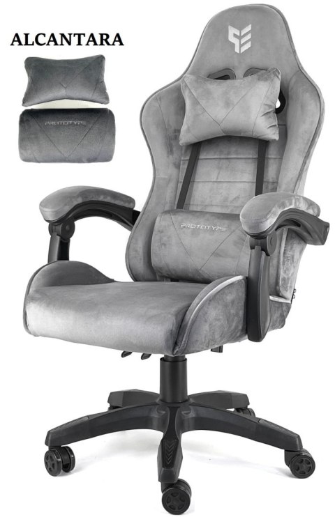 Fotel obrotowy gamingowy ENZO XL GREY ALCANTARA