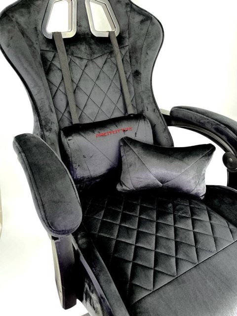 Fotel obrotowy gamingowy XL POKER PRO BLACK ALCANTARA