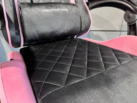 Fotel obrotowy gamingowy XL POKER PRO BLACK + PINK ALCANTARA
