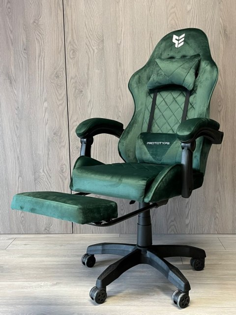 Fotel obrotowy gamingowy XL POKER PRO DARK GREEN ALCANTARA