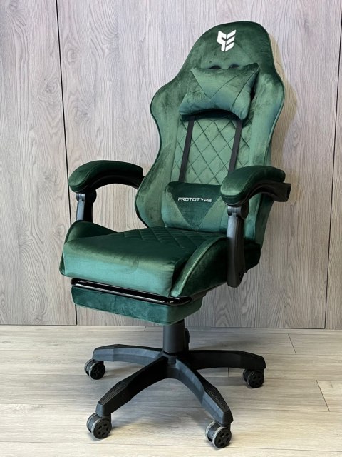 Fotel obrotowy gamingowy XL POKER PRO DARK GREEN ALCANTARA