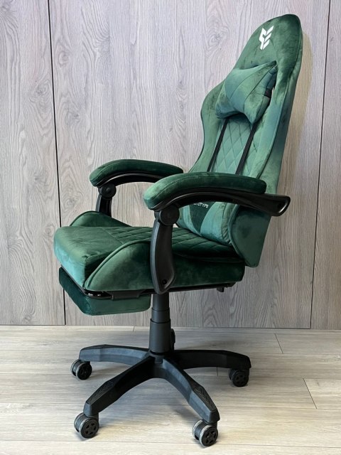 Fotel obrotowy gamingowy XL POKER PRO DARK GREEN ALCANTARA