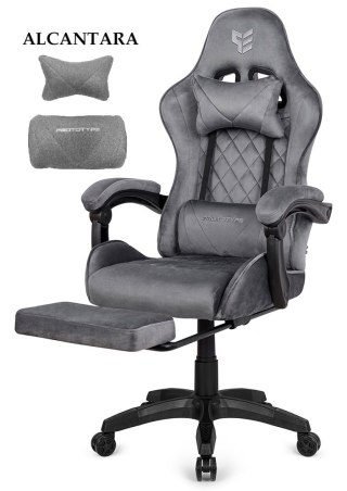 Fotel obrotowy gamingowy XL POKER PRO GREY ALCANTARA OUTLET