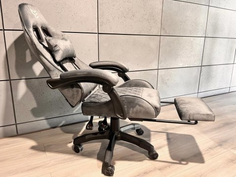 Fotel obrotowy gamingowy XL POKER PRO GREY ALCANTARA OUTLET