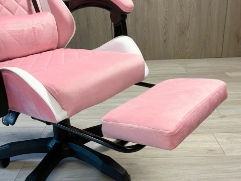 Fotel obrotowy gamingowy XL POKER PRO PINK + WHITE ALCANTARA
