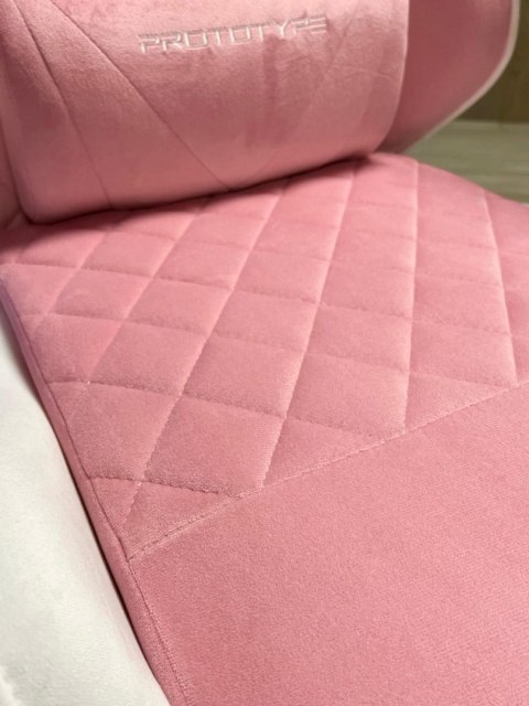 Fotel obrotowy gamingowy XL POKER PRO PINK + WHITE ALCANTARA