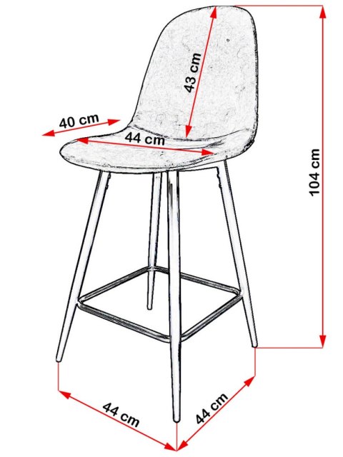 Krzesło barowe AVA GREY VELVET hoker BAR