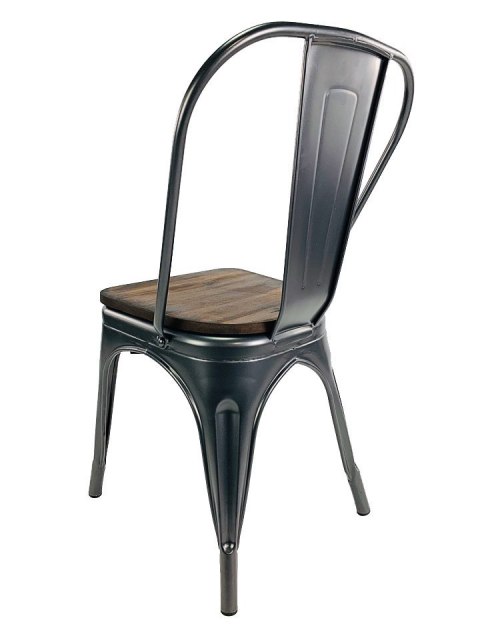 Krzesło metalowe loft CORSICA GRAPHITE WOOD