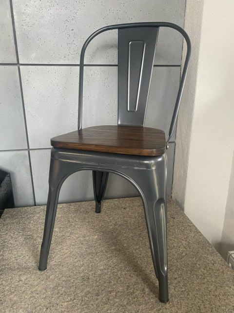 Krzesło metalowe loft CORSICA GRAPHITE WOOD