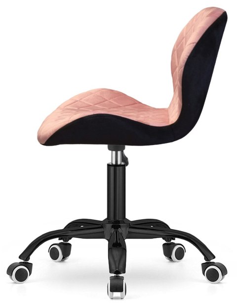 Krzesło obrotowe VASTO OFFICE VELVET PINK + BLACK CARO SMOKE