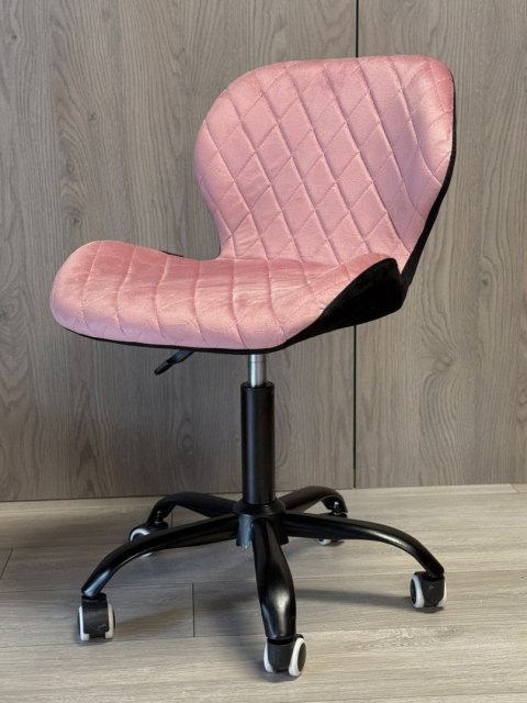 Krzesło obrotowe VASTO OFFICE VELVET PINK + BLACK CARO SMOKE