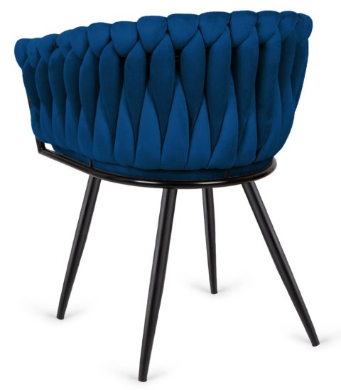 Krzesło plecione Lugano fotel TRECCIA BLUE VELVET SMOKE OUTLET