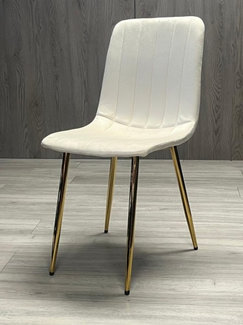 Krzesło tapicerowane AURORA VELVET BEIGE GOLD